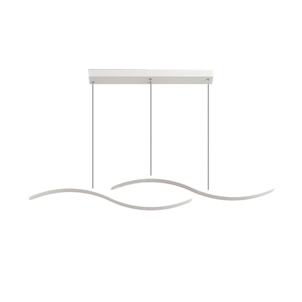 Modern Linear Wavy LED Island Chandelier for Dining Room and Bar with 3 Step Color Dimming