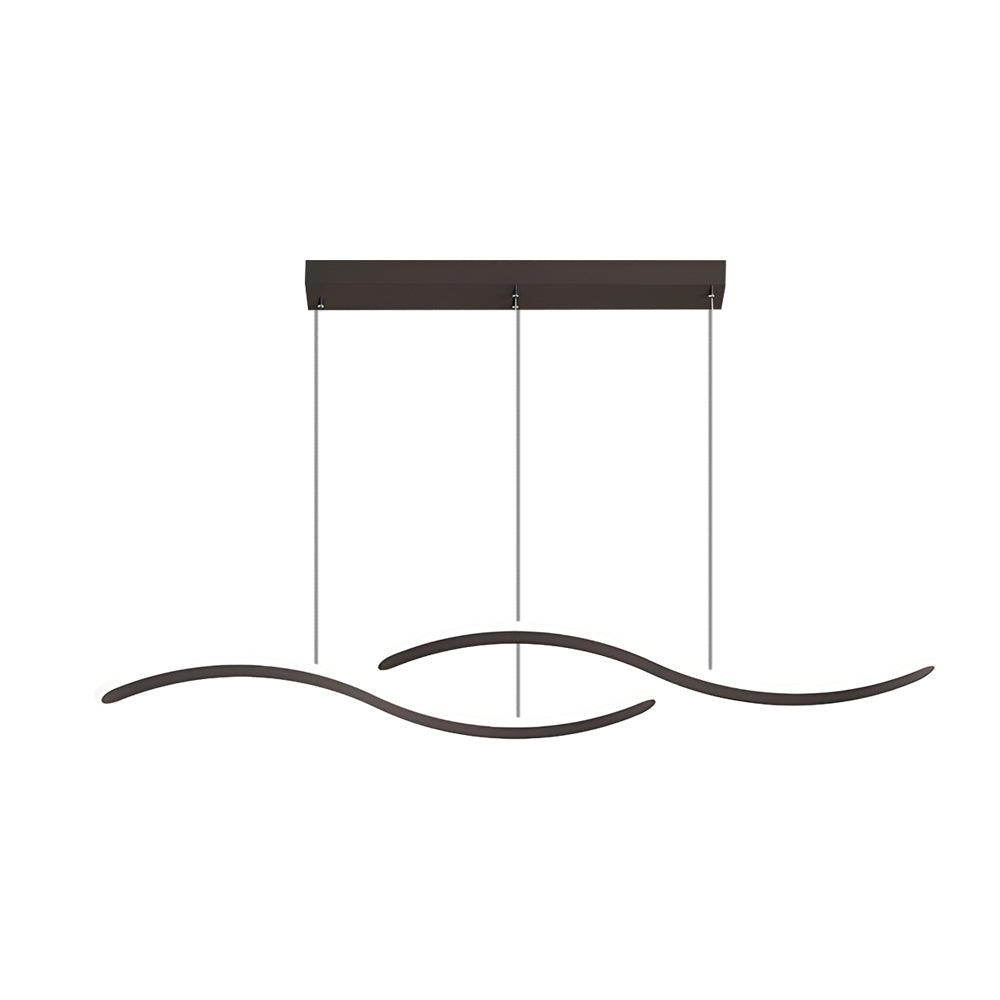 Modern Linear Wavy LED Island Chandelier for Dining Room and Bar with 3 Step Color Dimming