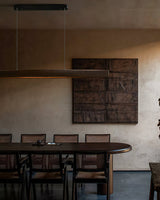 Modern Linear Wood LED Pendant Light for Dining Room Kitchen Island Office