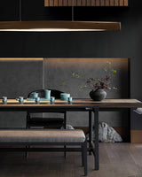 Modern Linear Wood LED Pendant Light for Dining Room Kitchen Island Office