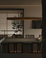 Modern Linear Wood LED Pendant Light for Dining Room Kitchen Island Office