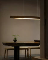 Modern Linear Wood LED Pendant Light for Dining Room Kitchen Island Office