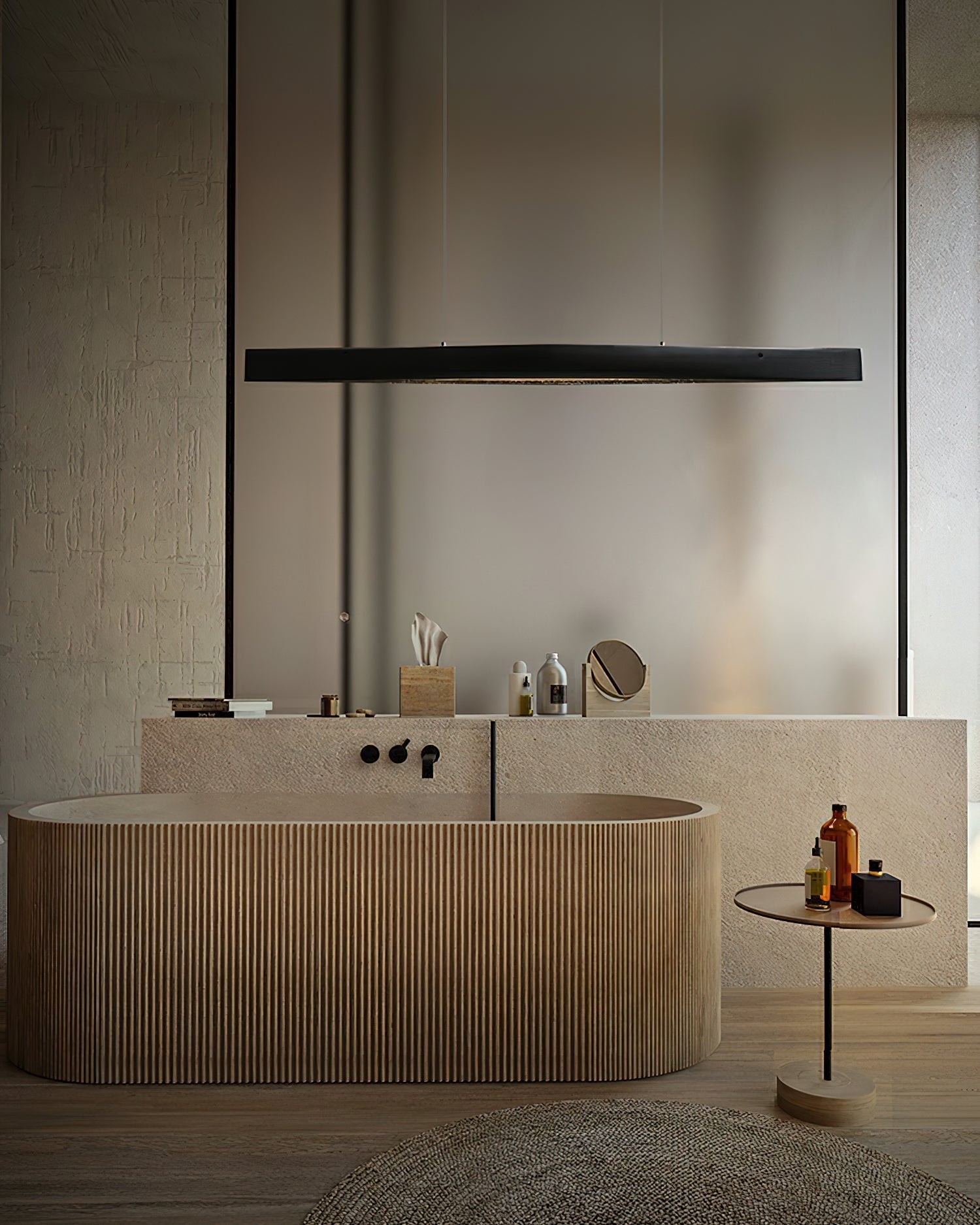 Modern Linear Wood LED Pendant Light for Dining Room Kitchen Island Office