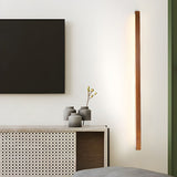 Modern Linear Wood LED Wall Sconce for Hallway and Mirror Lighting in Walnut Finish