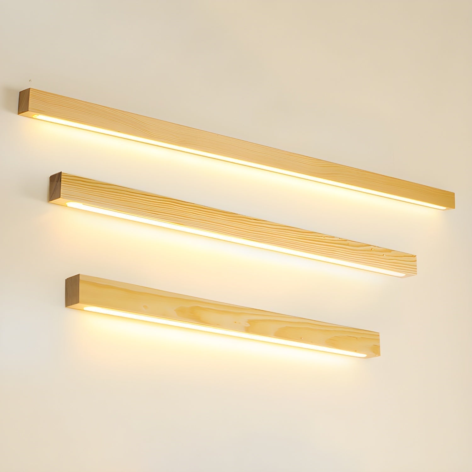 Modern Linear Wood LED Wall Sconce for Hallway and Mirror Lighting in Walnut Finish
