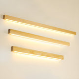 Modern Linear Wood LED Wall Sconce for Hallway and Mirror Lighting in Walnut Finish