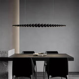 Modern Linear Wooden Sphere Pendant Light Minimalist Orb LED Hanging Chandelier