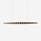Modern Linear Wooden Sphere Pendant Light Minimalist Orb LED Hanging Chandelier