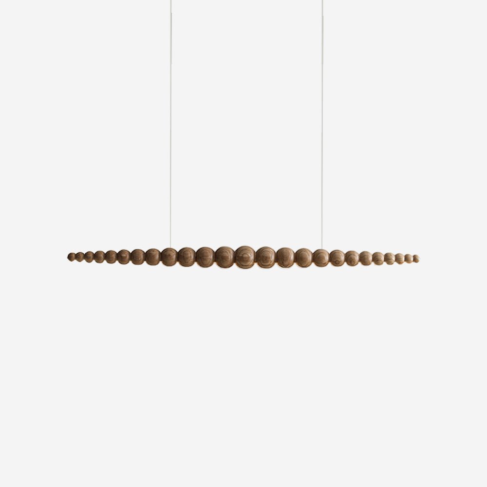 Modern Linear Wooden Sphere Pendant Light Minimalist Orb LED Hanging Chandelier