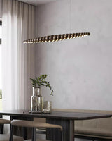 Modern Linear Wooden Sphere Pendant Light Minimalist Orb LED Hanging Chandelier