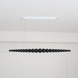Modern Linear Wooden Sphere Pendant Light Minimalist Orb LED Hanging Chandelier