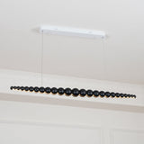 Modern Linear Wooden Sphere Pendant Light Minimalist Orb LED Hanging Chandelier