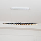 Modern Linear Wooden Sphere Pendant Light Minimalist Orb LED Hanging Chandelier