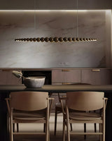 Modern Linear Wooden Sphere Pendant Light Minimalist Orb LED Hanging Chandelier