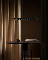 Modern Linear Wooden Sphere Pendant Light Minimalist Orb LED Hanging Chandelier