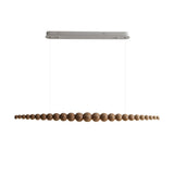 Modern Linear Wooden Sphere Pendant Light Minimalist Orb LED Hanging Chandelier