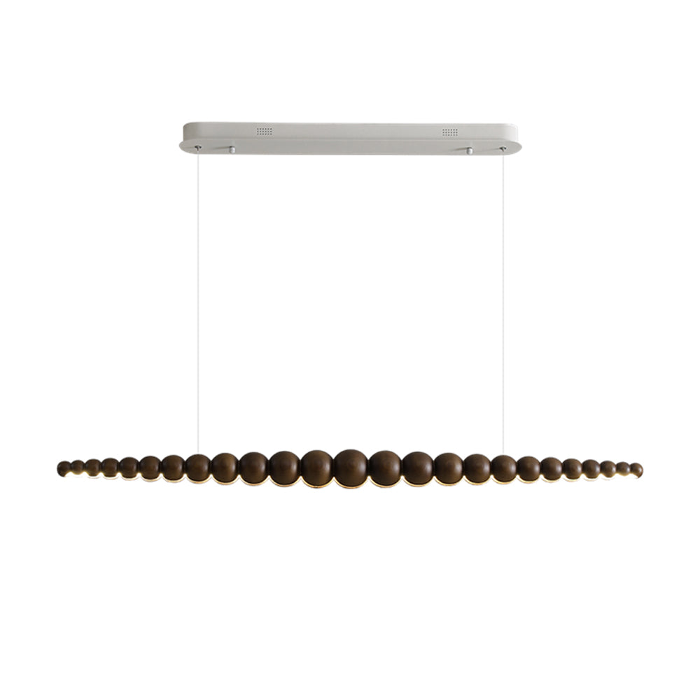 Modern Linear Wooden Sphere Pendant Light Minimalist Orb LED Hanging Chandelier