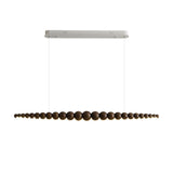 Modern Linear Wooden Sphere Pendant Light Minimalist Orb LED Hanging Chandelier