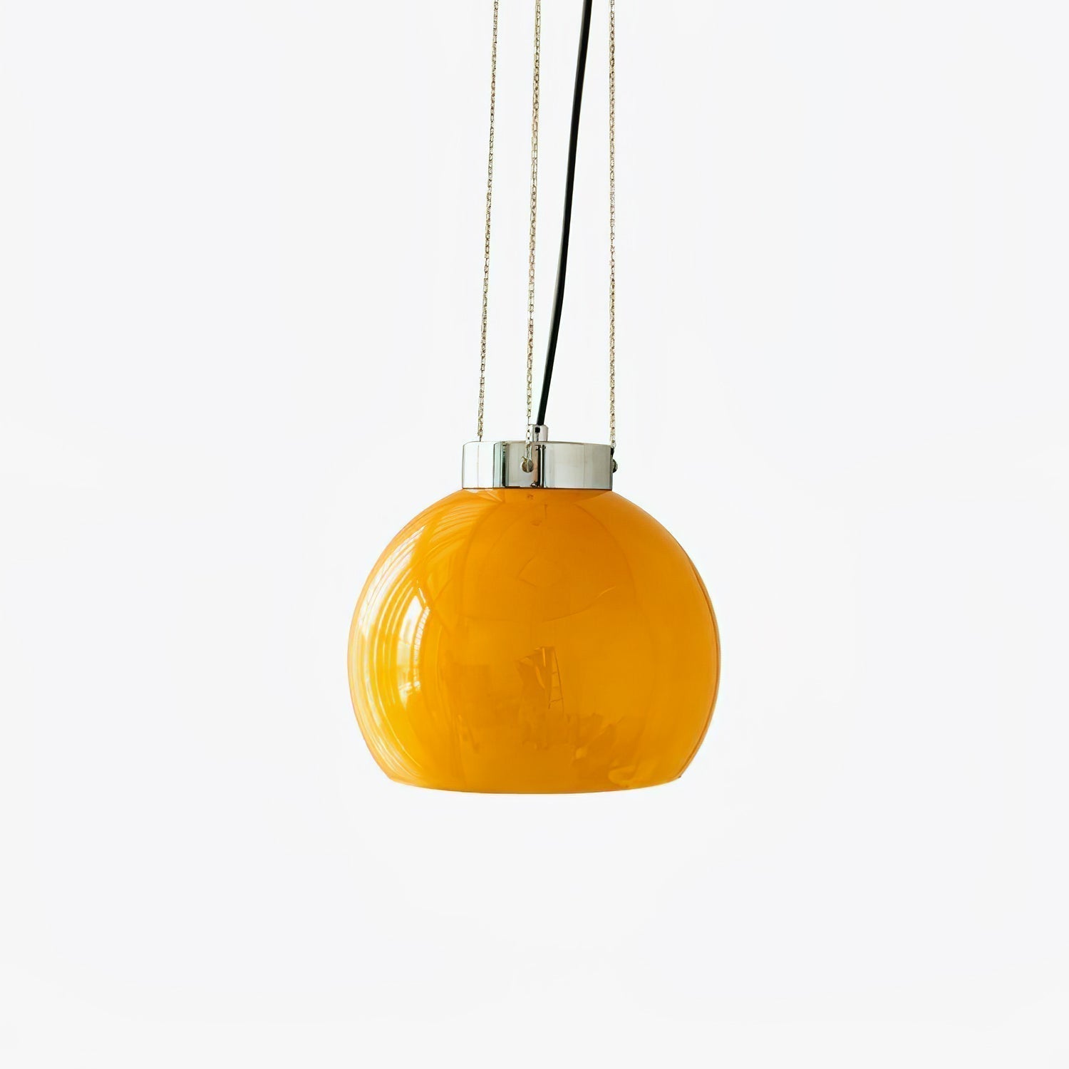 Modern Loa Orange Glass Pendant Light with Chrome Finish and Mongolian Tent Design