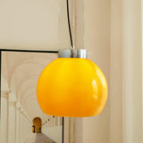 Modern Loa Orange Glass Pendant Light with Chrome Finish and Mongolian Tent Design