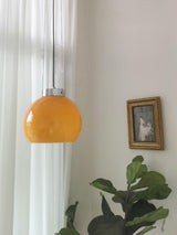 Modern Loa Orange Glass Pendant Light with Chrome Finish and Mongolian Tent Design