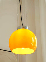 Modern Loa Orange Glass Pendant Light with Chrome Finish and Mongolian Tent Design