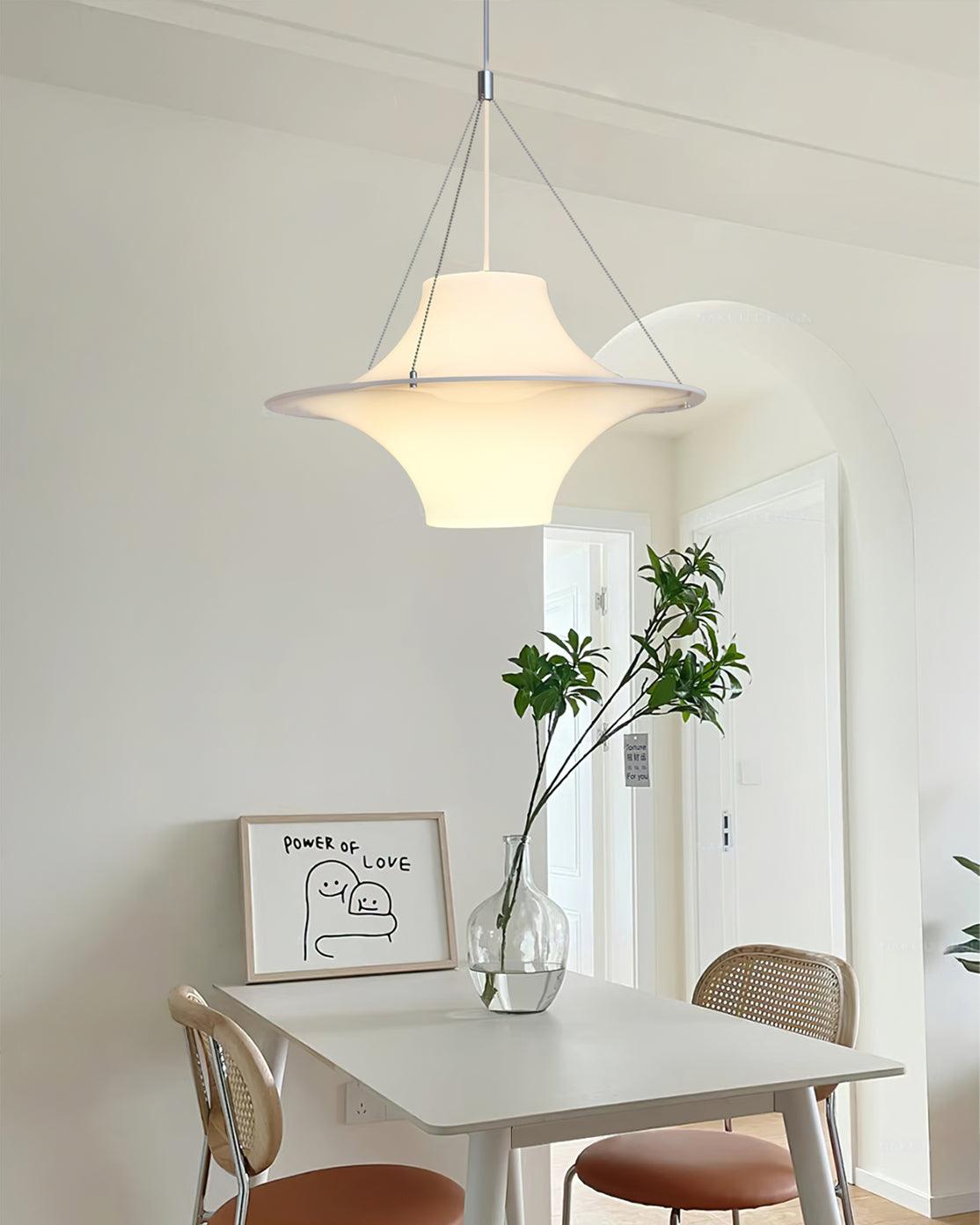 Modern Lokki Disc Pendant Lamp with White Acrylic Shade and Adjustable Suspension