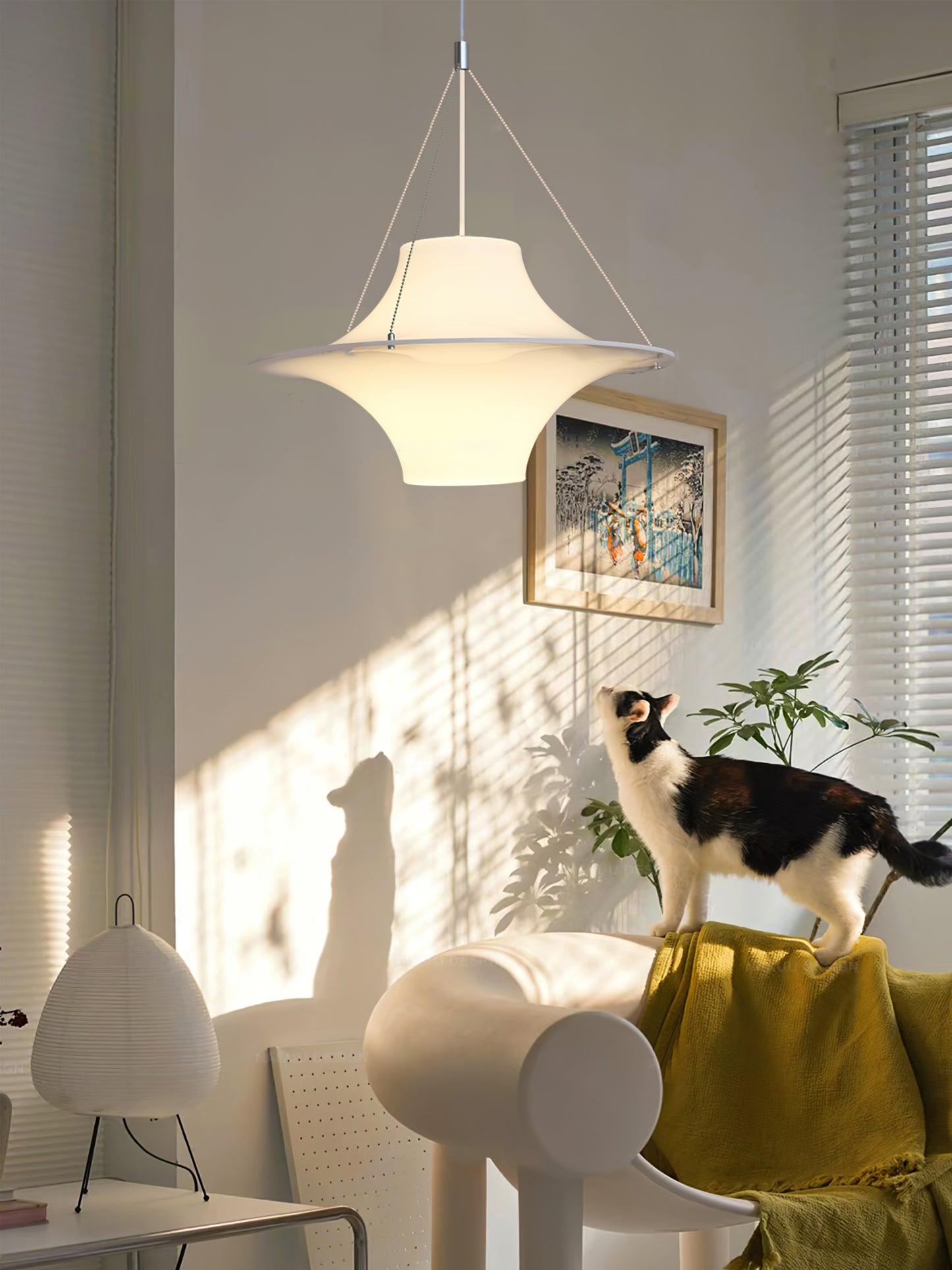 Modern Lokki Disc Pendant Lamp with White Acrylic Shade and Adjustable Suspension