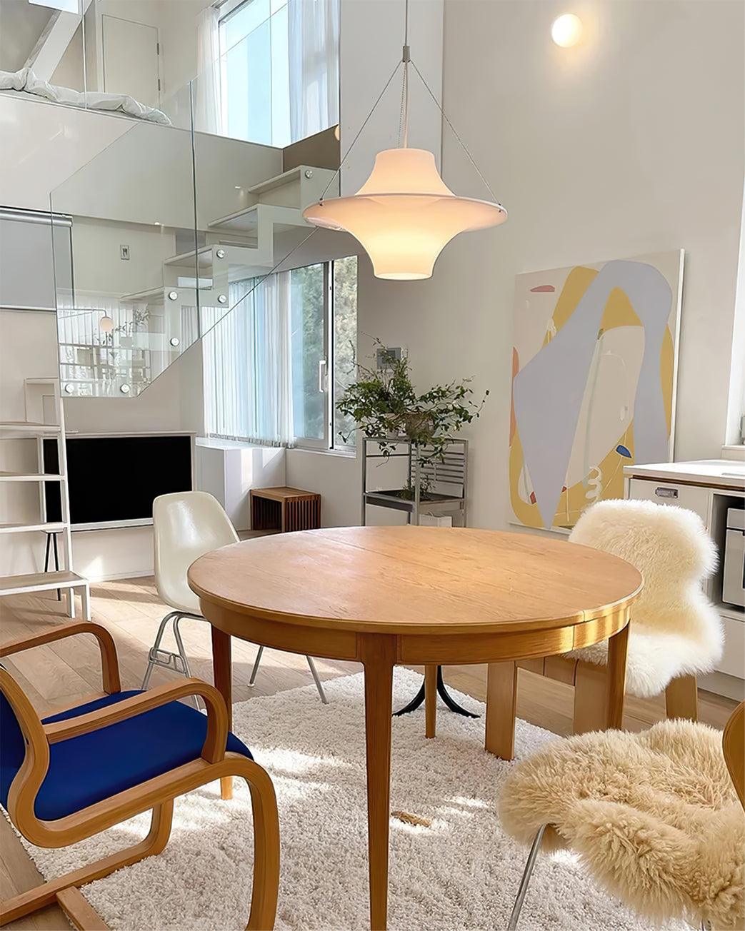 Modern Lokki Disc Pendant Lamp with White Acrylic Shade and Adjustable Suspension