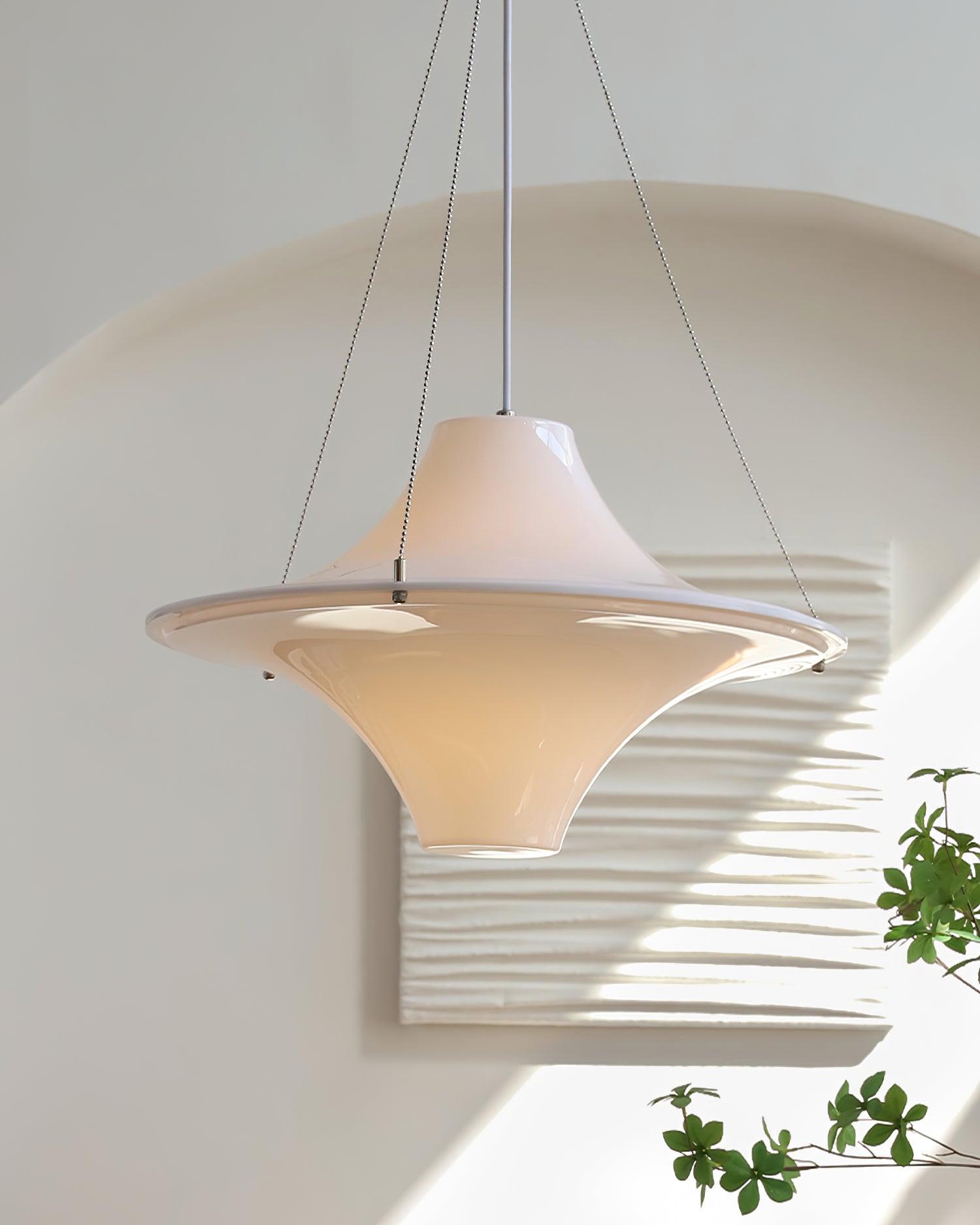 Modern Lokki Disc Pendant Lamp with White Acrylic Shade and Adjustable Suspension