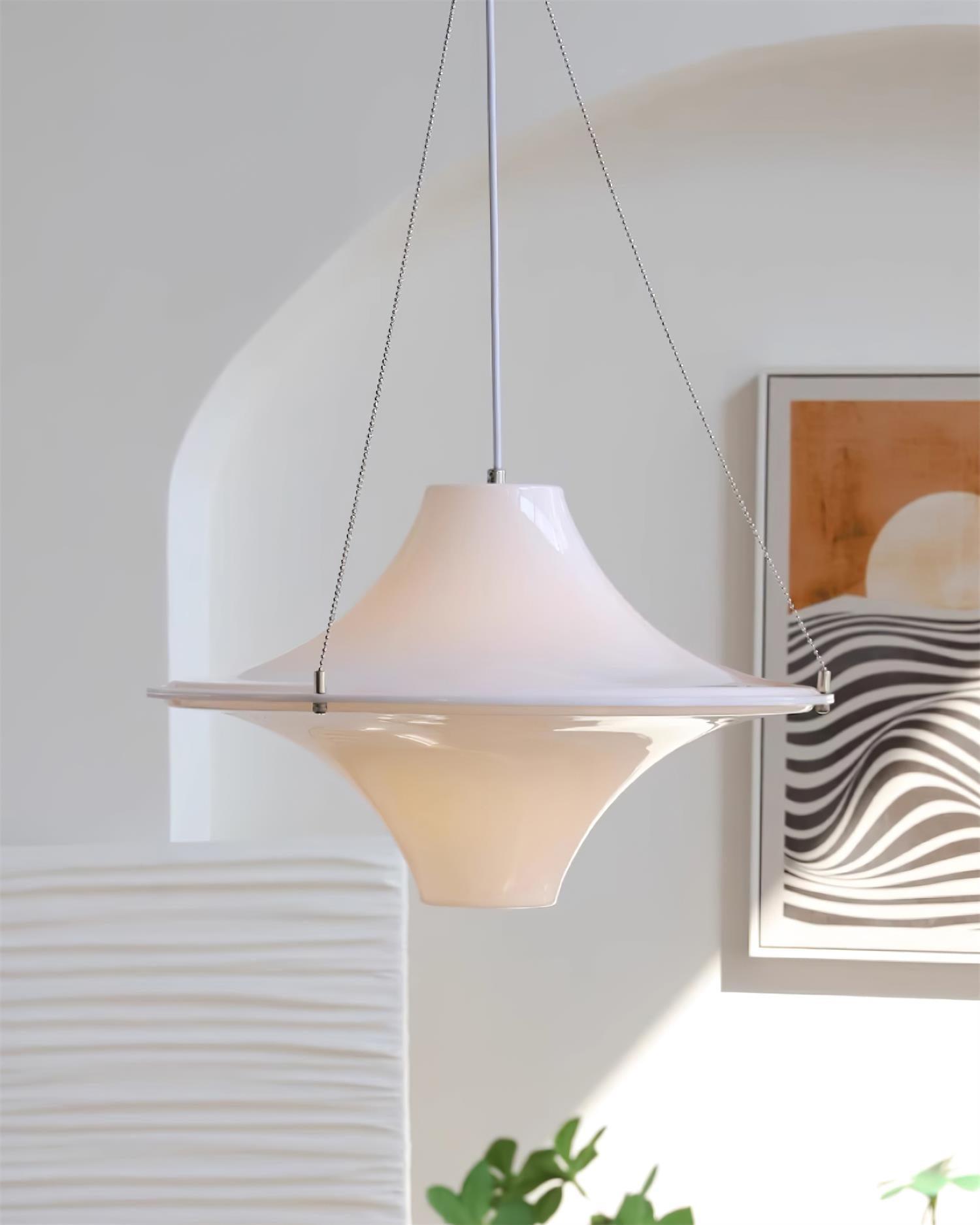 Modern Lokki Disc Pendant Lamp with White Acrylic Shade and Adjustable Suspension