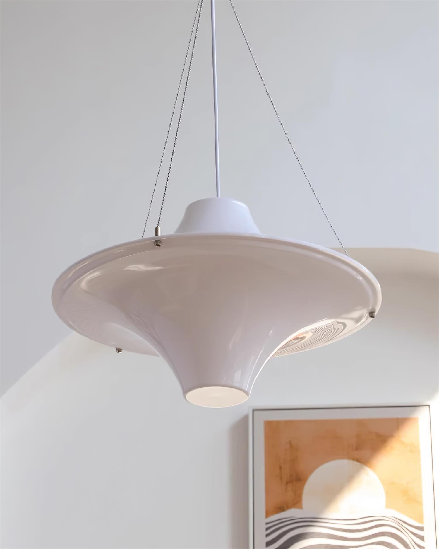 Modern Lokki Disc Pendant Lamp with White Acrylic Shade and Adjustable Suspension
