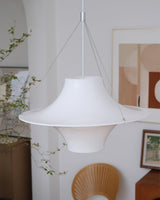 Modern Lokki Disc Pendant Lamp with White Acrylic Shade and Adjustable Suspension
