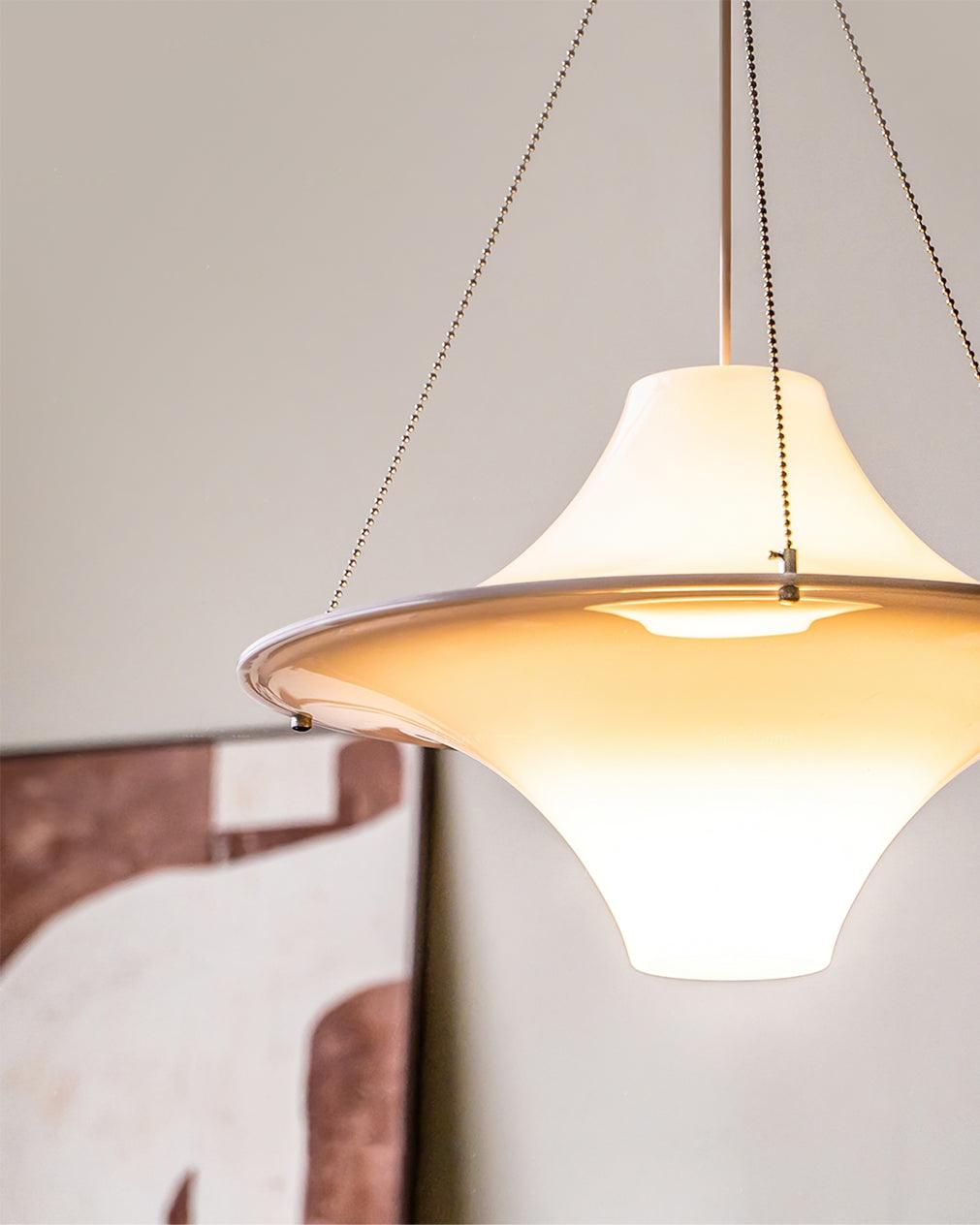 Modern Lokki Disc Pendant Lamp with White Acrylic Shade and Adjustable Suspension