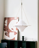 Modern Lokki Disc Pendant Lamp with White Acrylic Shade and Adjustable Suspension