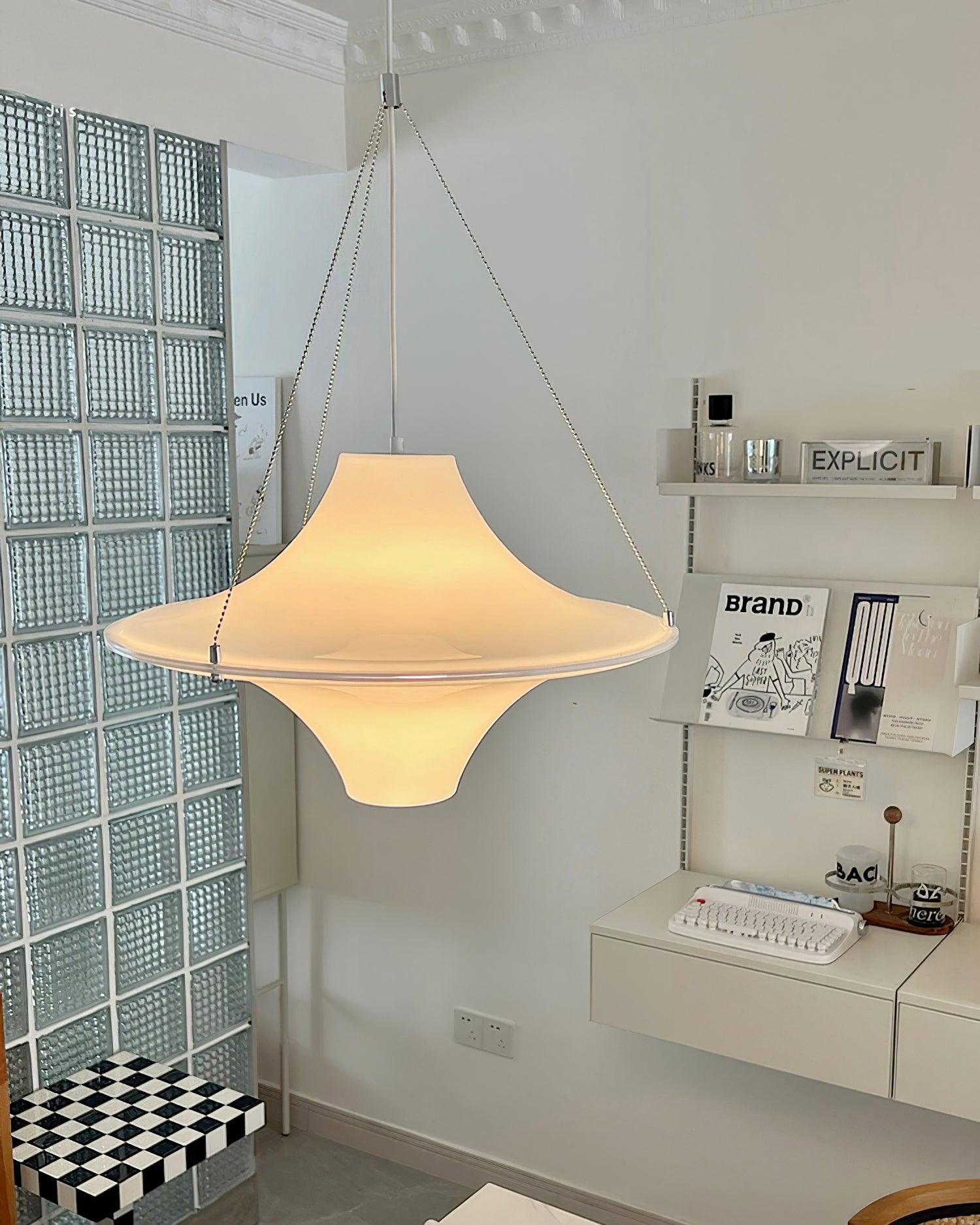 Modern Lokki Disc Pendant Lamp with White Acrylic Shade and Adjustable Suspension