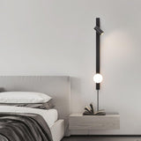 Modern Long Arm Brass Plug in Wall Sconce with Glass Shade Indoor Light Set of 2