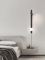 Modern Long Arm Brass Plug in Wall Sconce with Glass Shade Indoor Light Set of 2