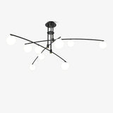 Modern Long Arm Linear Chandelier Glass Globe Ceiling Light Fixture for Living Room
