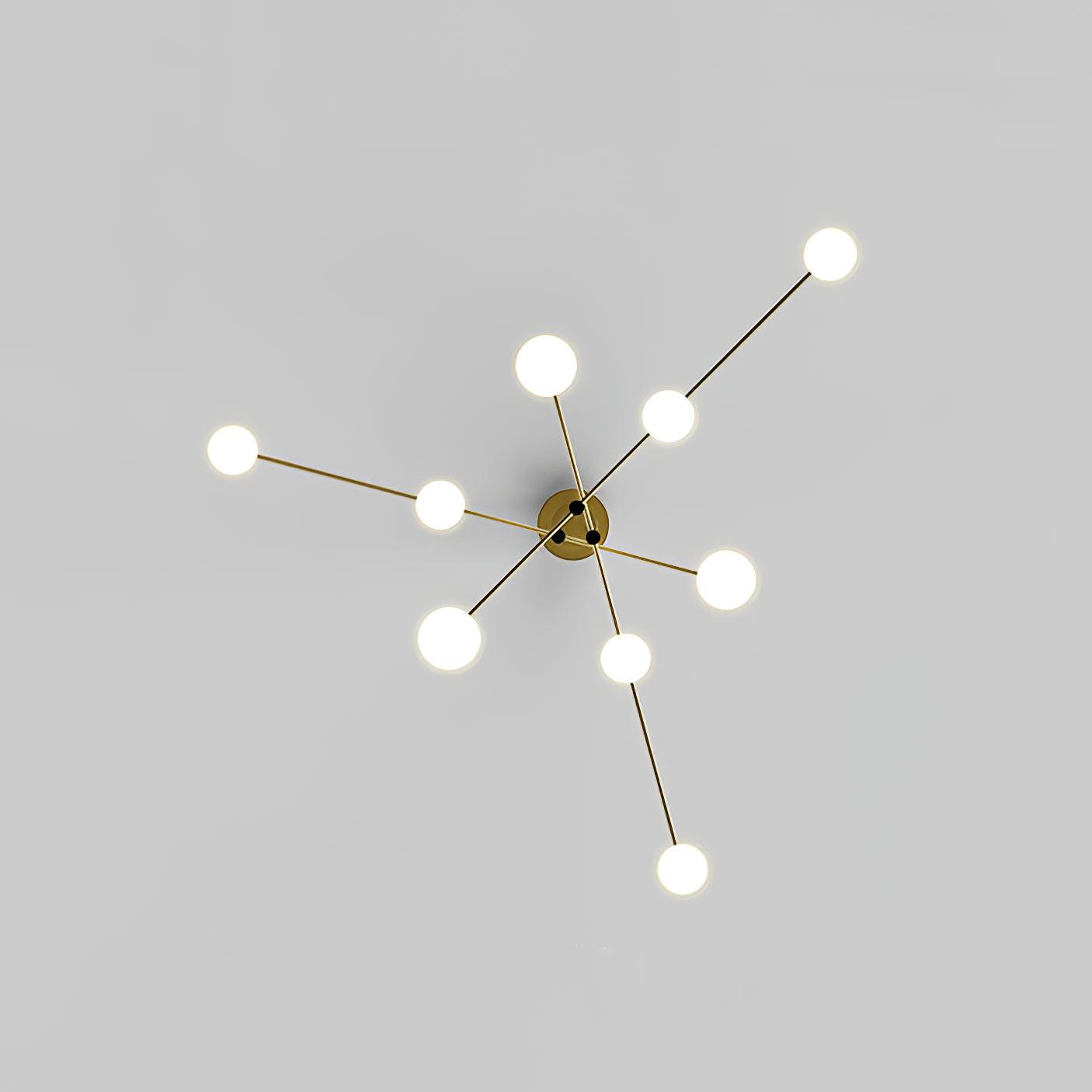 Modern Long Arm Linear Chandelier Glass Globe Ceiling Light Fixture for Living Room