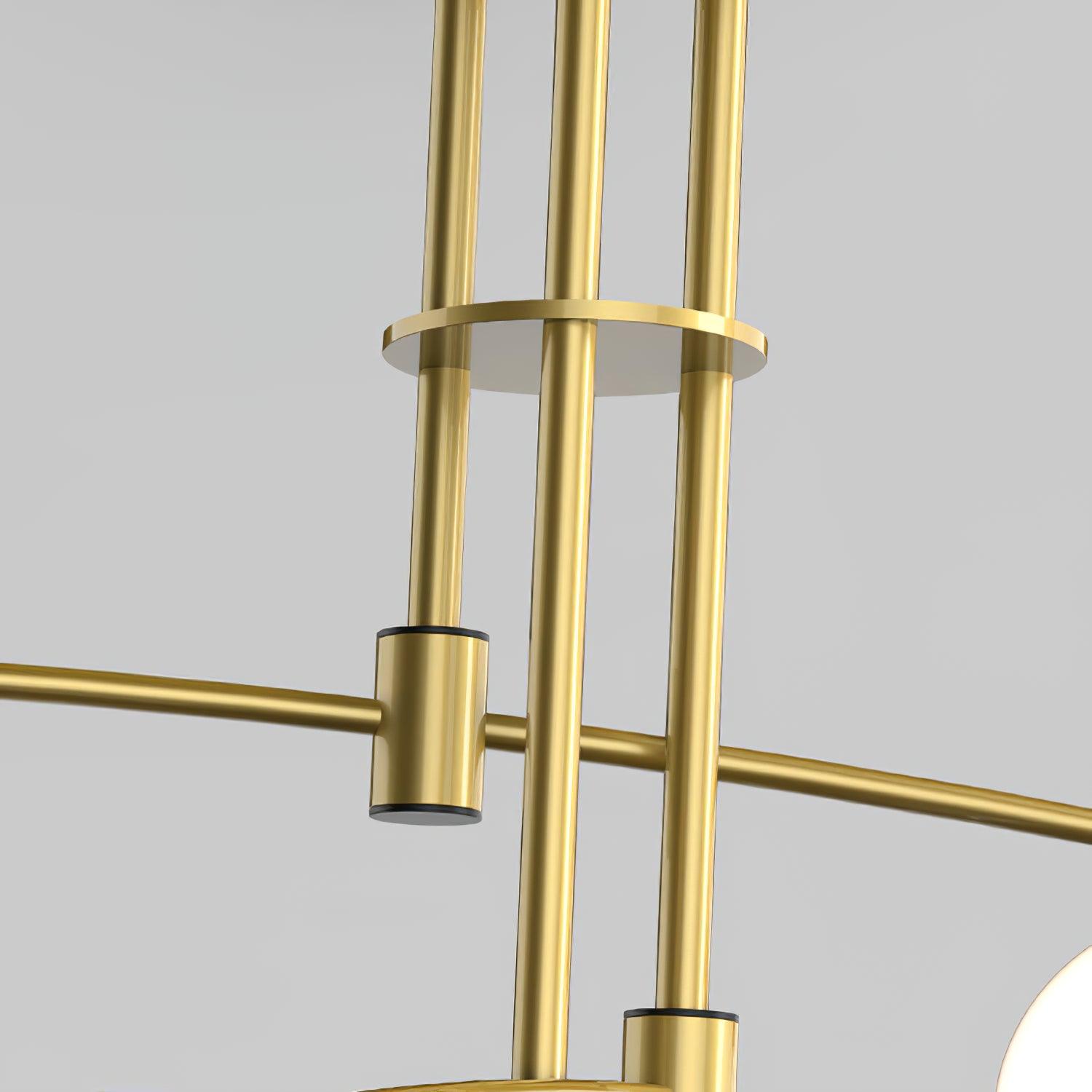Modern Long Arm Linear Chandelier Glass Globe Ceiling Light Fixture for Living Room