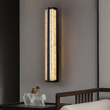 Modern Long Strip Crystal Wall Sconce Outdoor Stainless Steel LED Staircase Lighting Fixture