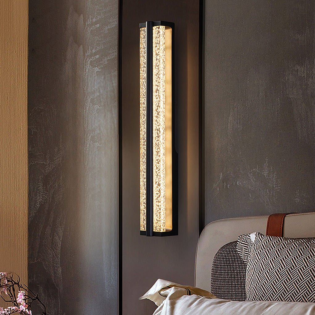 Modern Long Strip Crystal Wall Sconce Outdoor Stainless Steel LED Staircase Lighting Fixture