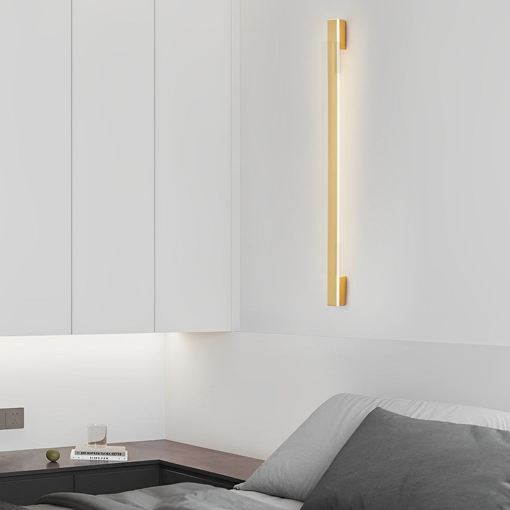 Modern Long Strip LED Wall Sconce Minimalist Copper Lighting Three Step Dimming for Bedroom Corridor