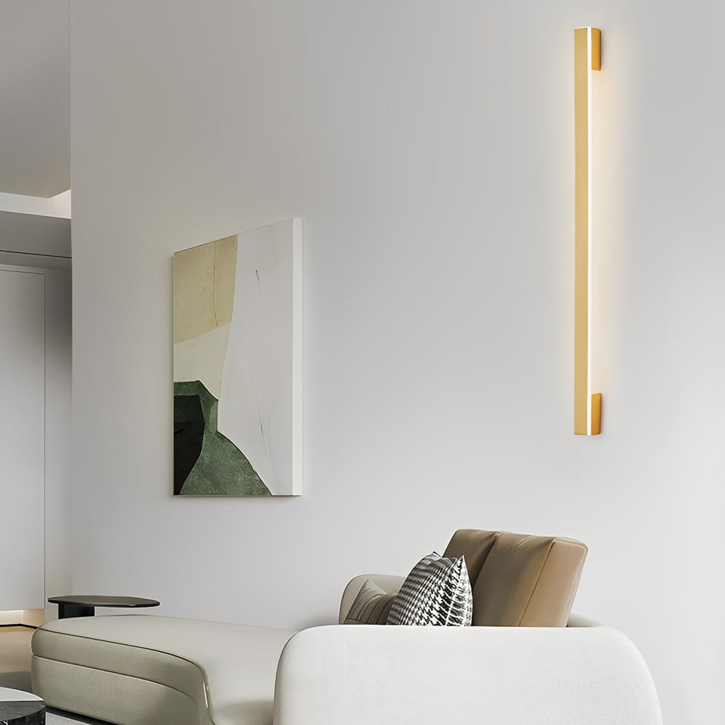 Modern Long Strip LED Wall Sconce Minimalist Copper Lighting Three Step Dimming for Bedroom Corridor