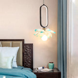 Modern Lotus Flower LED Pendant Light Resin Bloom Oval Ring Hanging Ceiling Lamp