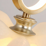 Modern Lotus Flower LED Pendant Light Resin Bloom Oval Ring Hanging Ceiling Lamp