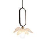 Modern Lotus Flower LED Pendant Light Resin Bloom Oval Ring Hanging Ceiling Lamp