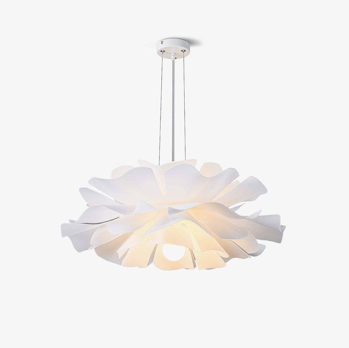 Modern Lotus Flower Pendant Light Fixture White Acrylic Petal Hanging Ceiling Lamp