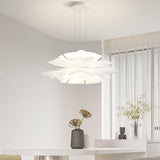 Modern Lotus Flower Pendant Light Fixture White Acrylic Petal Hanging Ceiling Lamp